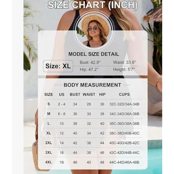 NEW BMJL Swim Dress XXL Pink Black Sheer Skirt Adjustable Straps New with Tags - Picture 5 of 6